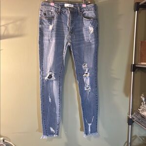 Distressed Blue Jeans